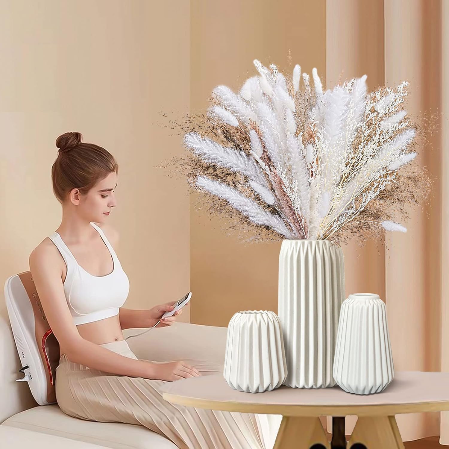 White Ceramic Vases -Set of 3 Flower Vase for Modern Home De…