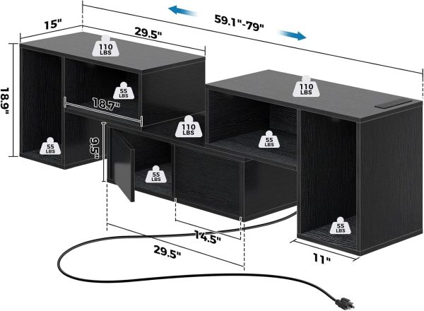 Rolanstar TV Stand with LED Strip & Power Outlets, Modern En... - Image 7