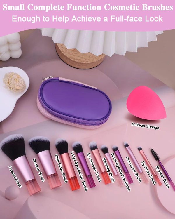 PGRODE Mini Travel Makeup Brushes Set, 14 Pieces, Full Compl... - Image 2
