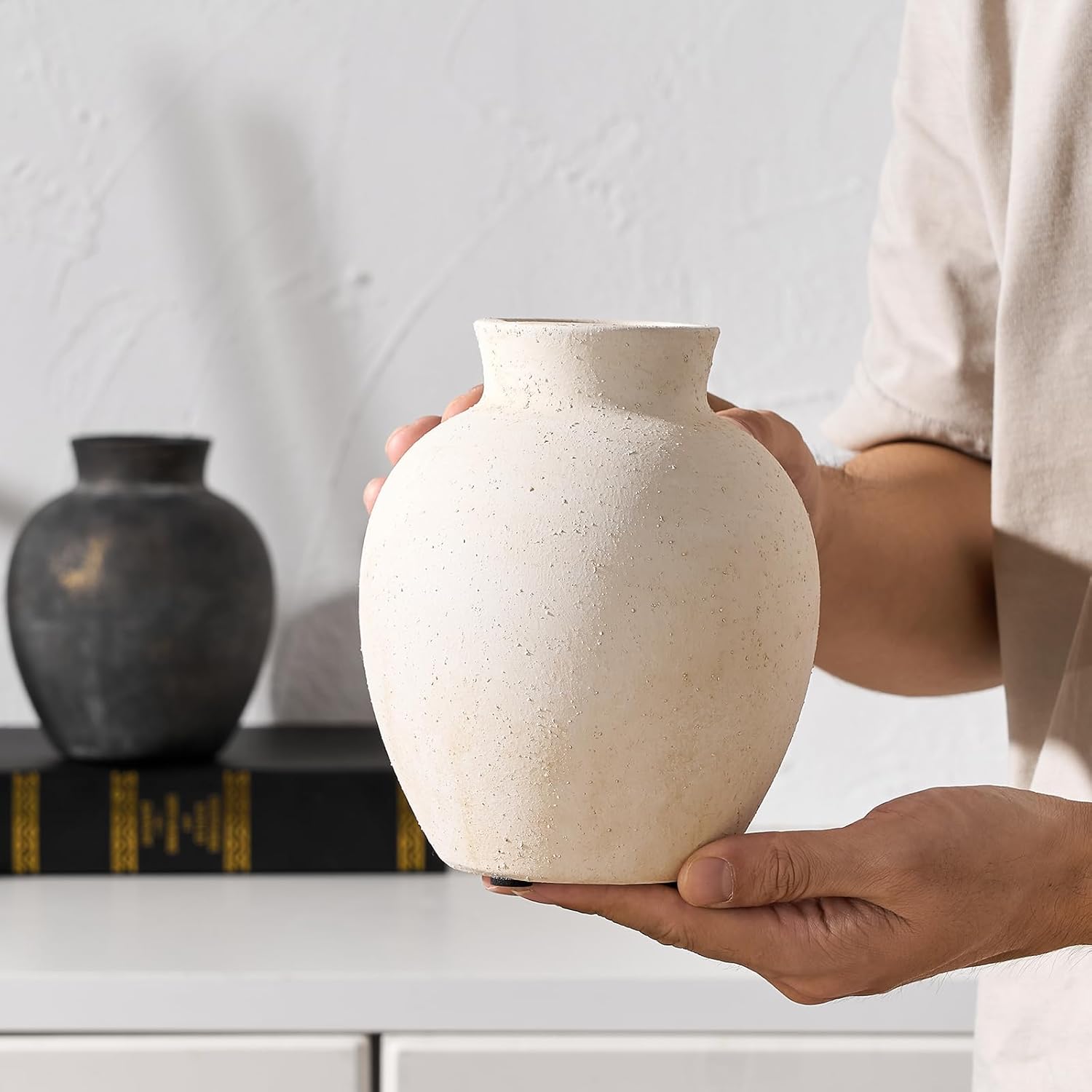 SIDUCAL Ceramic Decorative Flower Vase | 6 Inch Pottery Rust…