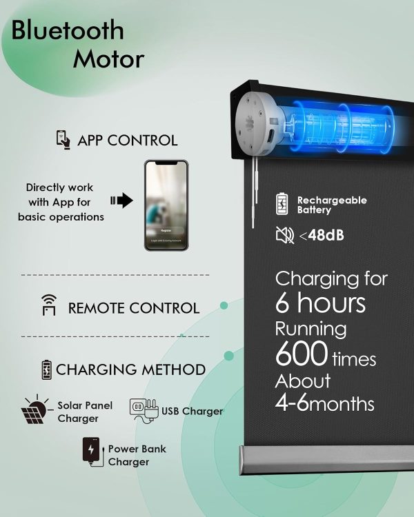 Yoolax Motorized Blinds with Remote, Waterproof Automatic Bl... - Image 3