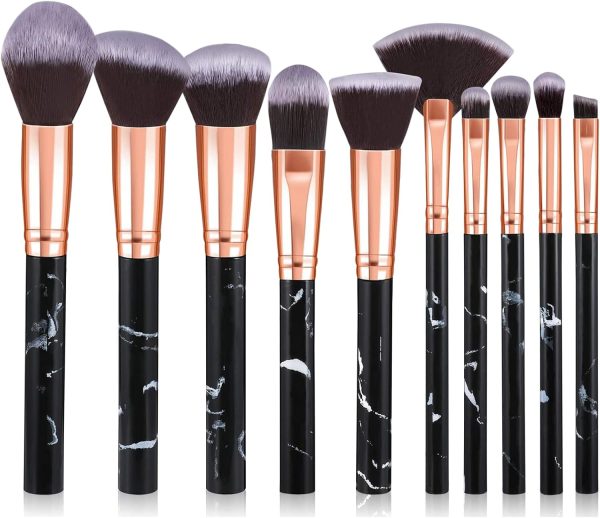 Makeup Brushes, START MAKERS 10Pcs Marble Makeup Brush Set F...