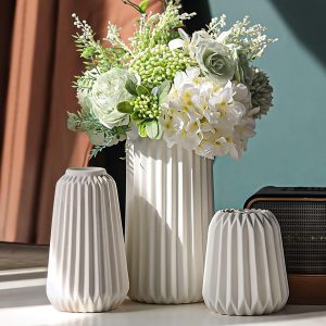 White Ceramic Vases -Set of 3 Flower Vase for Modern Home De...