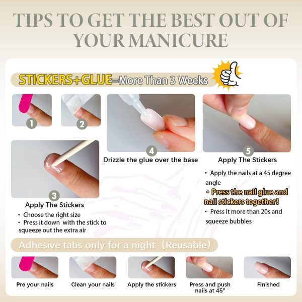 Long Press On Nails Coffin Nails Press Ons, KQueenest Ombre ... - Image 5