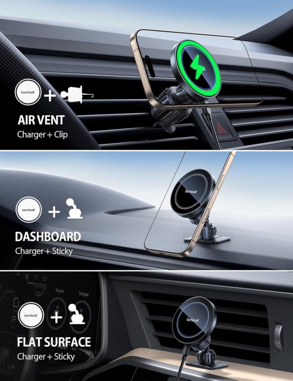 Lamicall 15W for Magsafe Car Mount Charger - Wireless Vent &... - Image 2