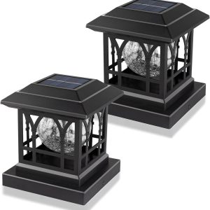 AEFRELEOHT Solar Post Cap Lights, Warm White & RGB Automatic...