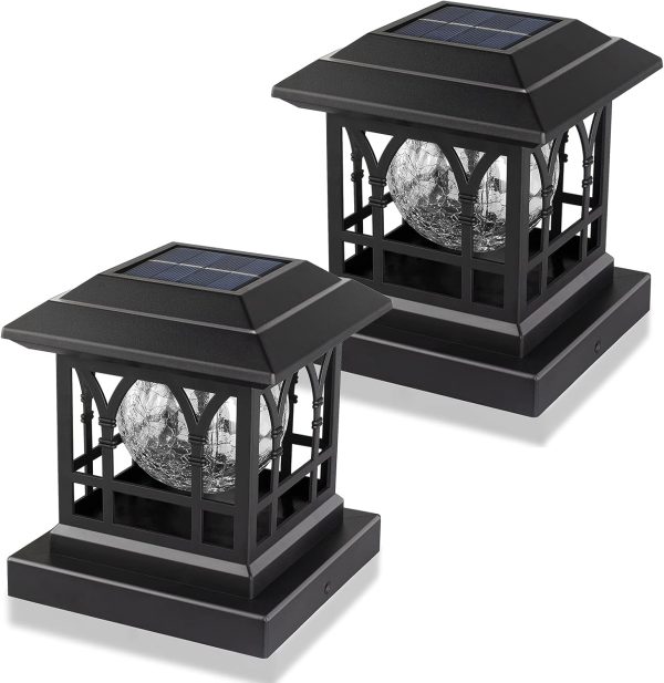 AEFRELEOHT Solar Post Cap Lights, Warm White & RGB Automatic...