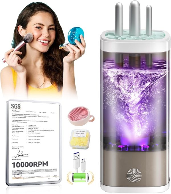 MSDQQTIY Electric Makeup Brush Makeup Brush Cleaner,Deep h C...