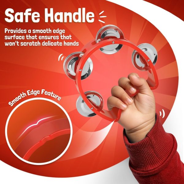 Flexzion Half Circle Tambourine for Kids and Adults Hand Hel... - Image 3
