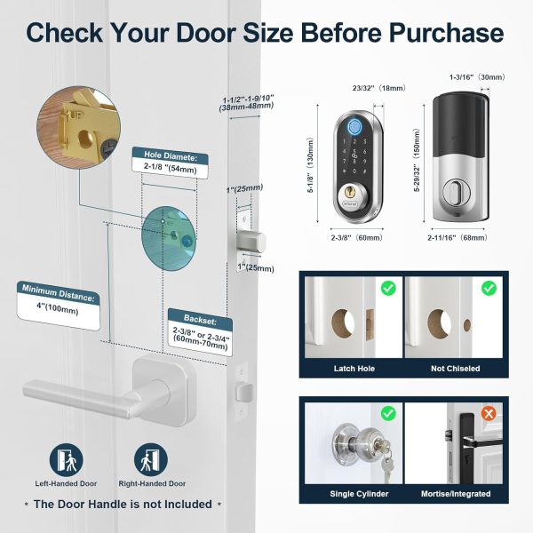 Smart Deadbolt, SMONET Fingerprint Electronic Deadbolt Door ... - Image 2