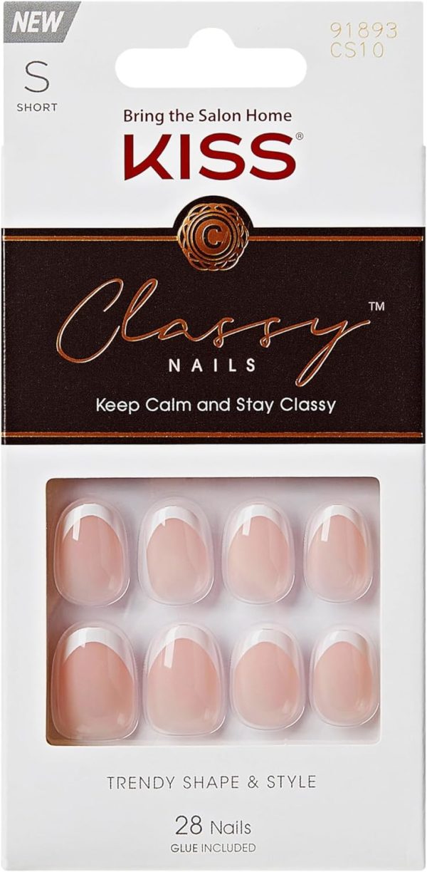 KISS Classy, Fake Nails, Exclusive Only, Light White, Oval, ...