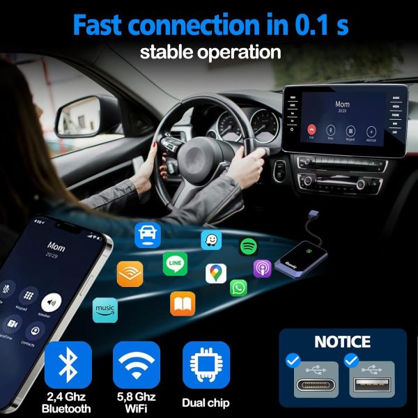 Dofash Wireless Carplay Adapter, Converts Wired to Wireless ... - Image 5