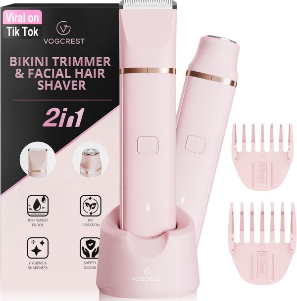 VG VOGCREST Electric Bikini Trimmer: 2 in1 Body Facial Hair ...