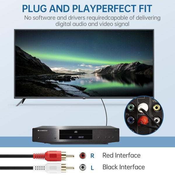 Sjorks RCA Cable 100ft,2RCA Male to 2RCA Male,Audio Stereo S... - Image 3
