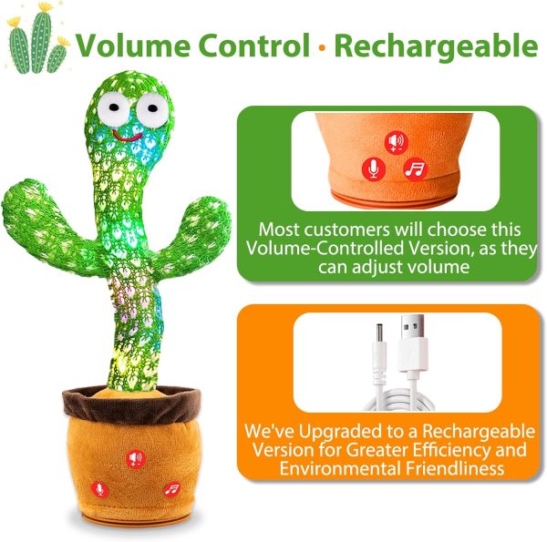 Rechargeable Singing Dancing Talking Cactus Toy with Volume ... - Image 3