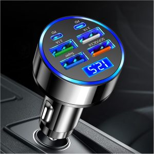6 Port Fast Car Charger with PD+QC3.0+Super+3.1A,USB Cigaret...