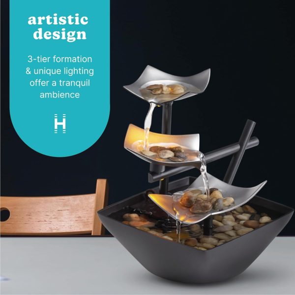 HoMedics Indoor 3-Tier Relaxation Tabletop Fountain, Automat... - Image 3