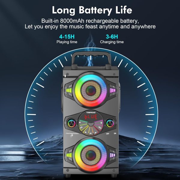 Bluetooth Speakers, 60W Portable Wireless Loud Outdoor Home ... - Image 4