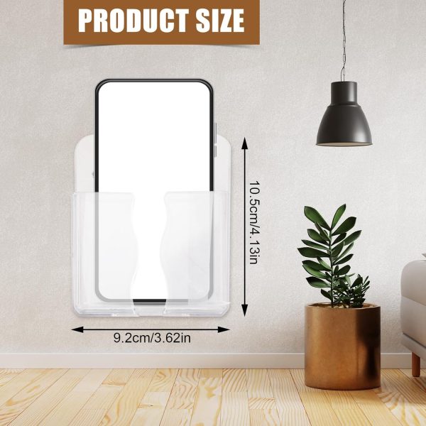 2pcs Wall Mount Phone Holders, Premium Plastic Clear Cell Ph... - Image 2