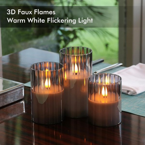 Rhytsing Smoked Ribbed Glass Battery Operated LED Candles wi... - Image 2