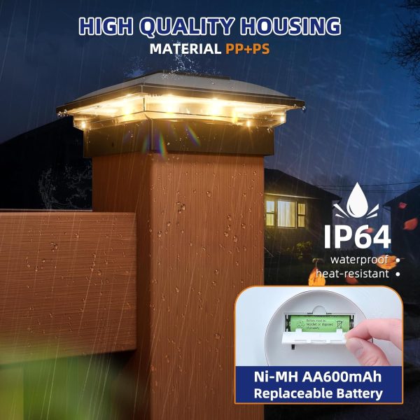 APONUO 4x4 Solar Post Caps Lights,2-Modes Bright Fence Post ... - Image 7