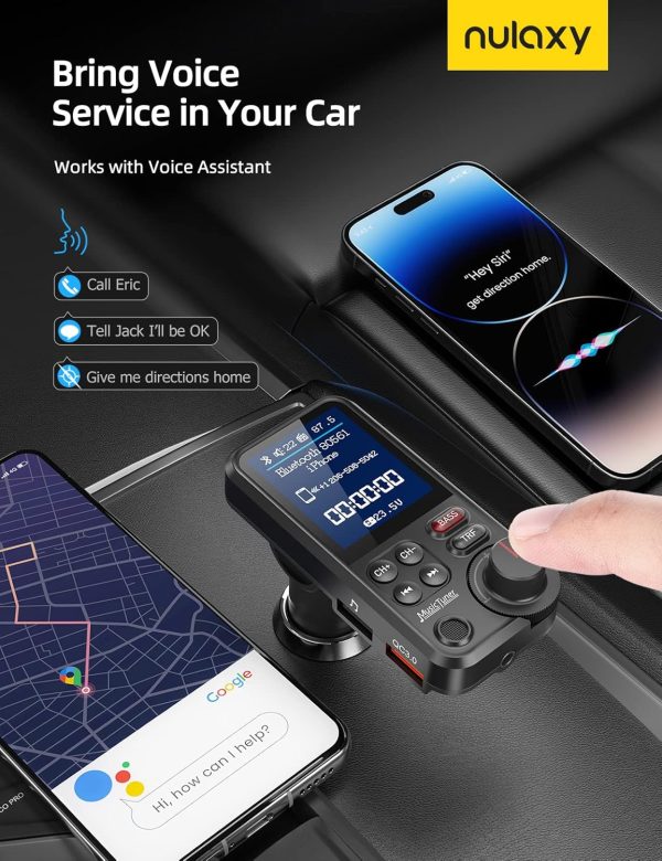 Nulaxy Car Bluetooth Transmitter, Strong Microphone Bluetoot... - Image 6