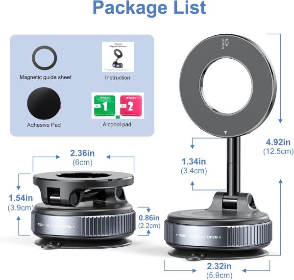 Vacuum Magnetic Suction Car Phone Holder, 360° Rotatable Fol... - Image 6
