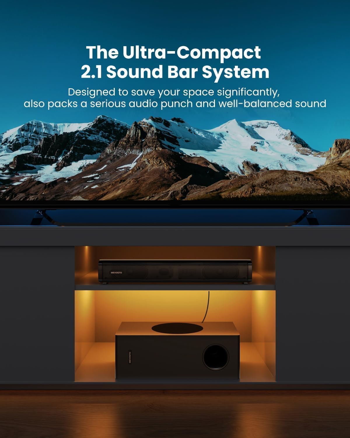 MEVOSTO 2025 Upgraded Sound Bar for TV with Subwoofer, PC Ga…