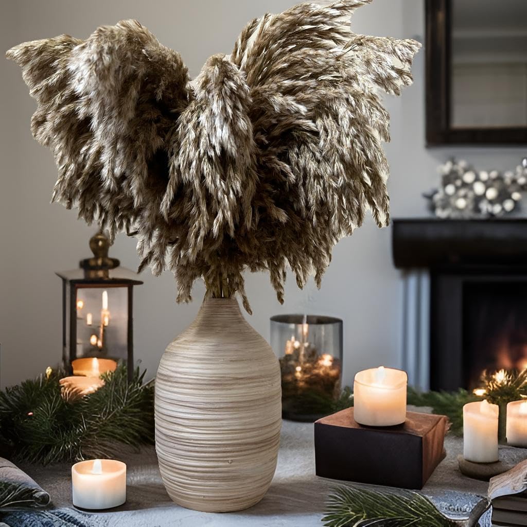 ALMA 9 Inch Creamy Textured Vase for Modern Home Decor | Whi…