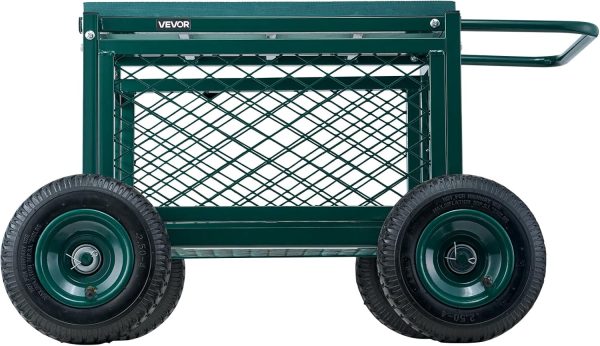 VEVOR Rolling Garden Cart with Seat, Metal Rolling Garden Wo... - Image 9