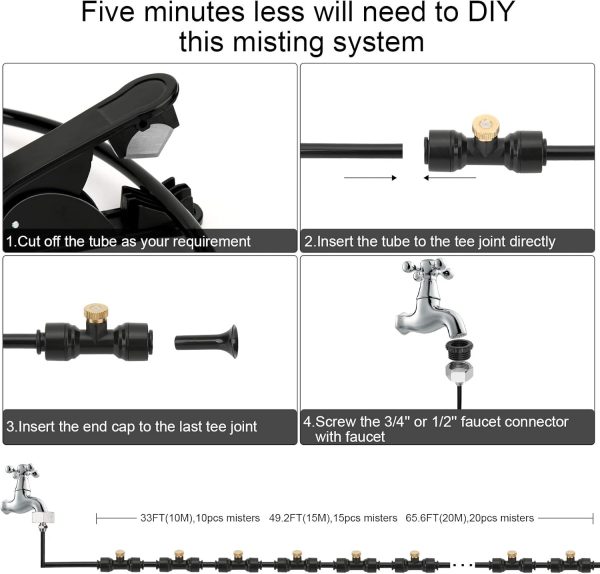 GMAULEE Misting Cooling System, DIY 33FT Misting Line + 10 B... - Image 4