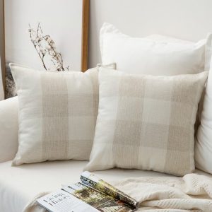 MIULEE Pack of 2 Farmhouse Buffalo Check Plaids Polyester Li...