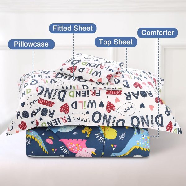 Wowelife Dinosaur Toddler Bedding Set for Boys Grey 4 Piece ... - Image 6