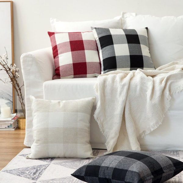 MIULEE Pack of 2 Farmhouse Buffalo Check Plaids Polyester Li... - Image 4