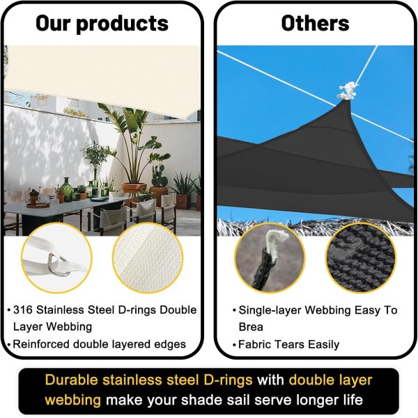 Garden EXPERT 8'x10' Sun Shade Sail Rectangle Canopy Shade C... - Image 4