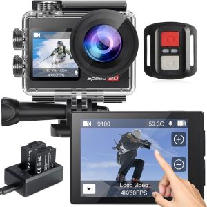 Action Camera 4K 60FPS Underwater Camera, Speed 20 Waterproo...