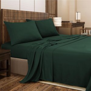 SereneSleep Queen Sheet Set Bottle Green- 4 Pieces Premium M...