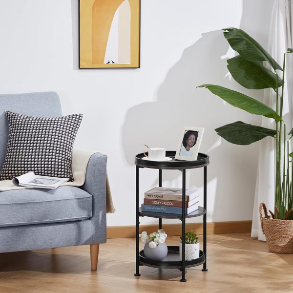 Dulcii Industrial Round End Table, 3 Tiers Round Side Table ... - Image 5