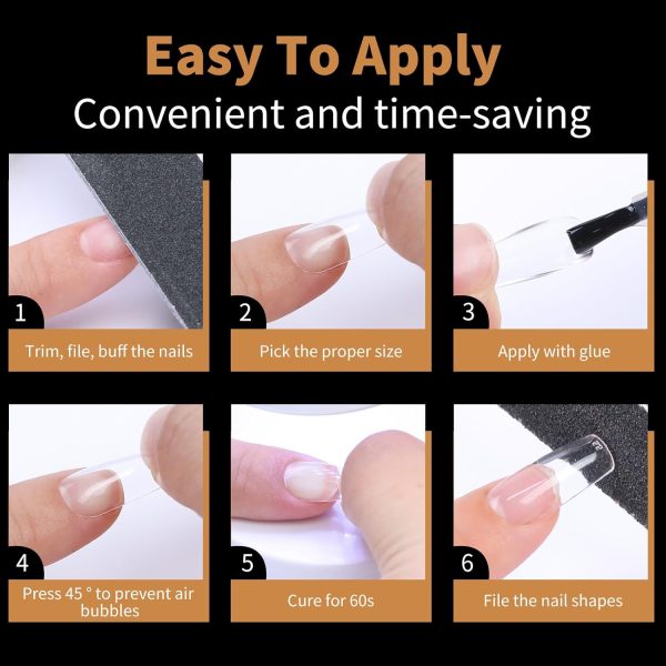 Cycullinyt 250pcs Sculpted Square Medium Soft Gel Nail Tips,... - Image 5
