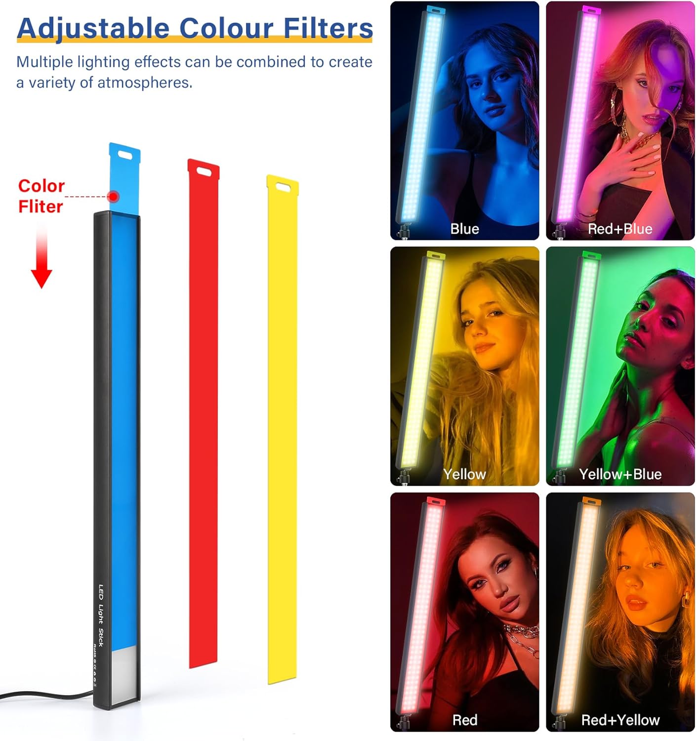 Unicucp 2-Pack LED Video Light Stick with 62.99” Tripod Sta…