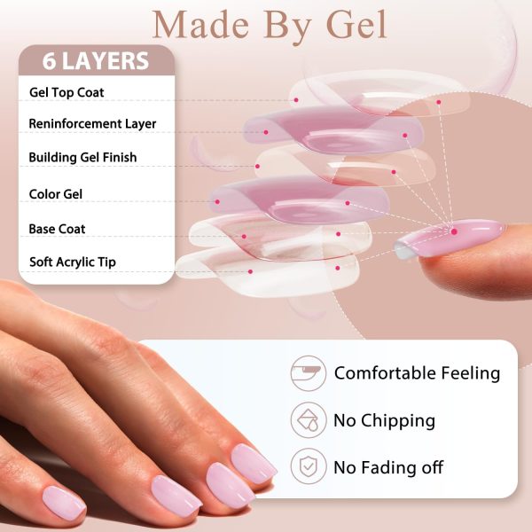 Dark Nude Press on Nails Medium Short Square,Xcreando Glue o... - Image 7
