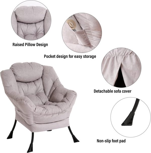 Welnow Lazy Chair with Ottoman, Modern Lounge Accent Chair w... - Image 5