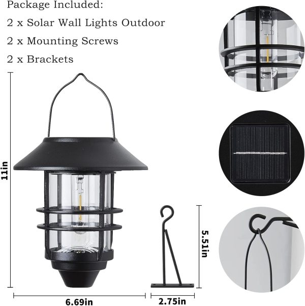 2 Pack Solar Lanterns Outdoor Hanging Solar Lights Waterproo... - Image 6