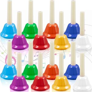 16Pcs 8 Note Hand Bells, Colorful Diatonic Metal Handbell Se...