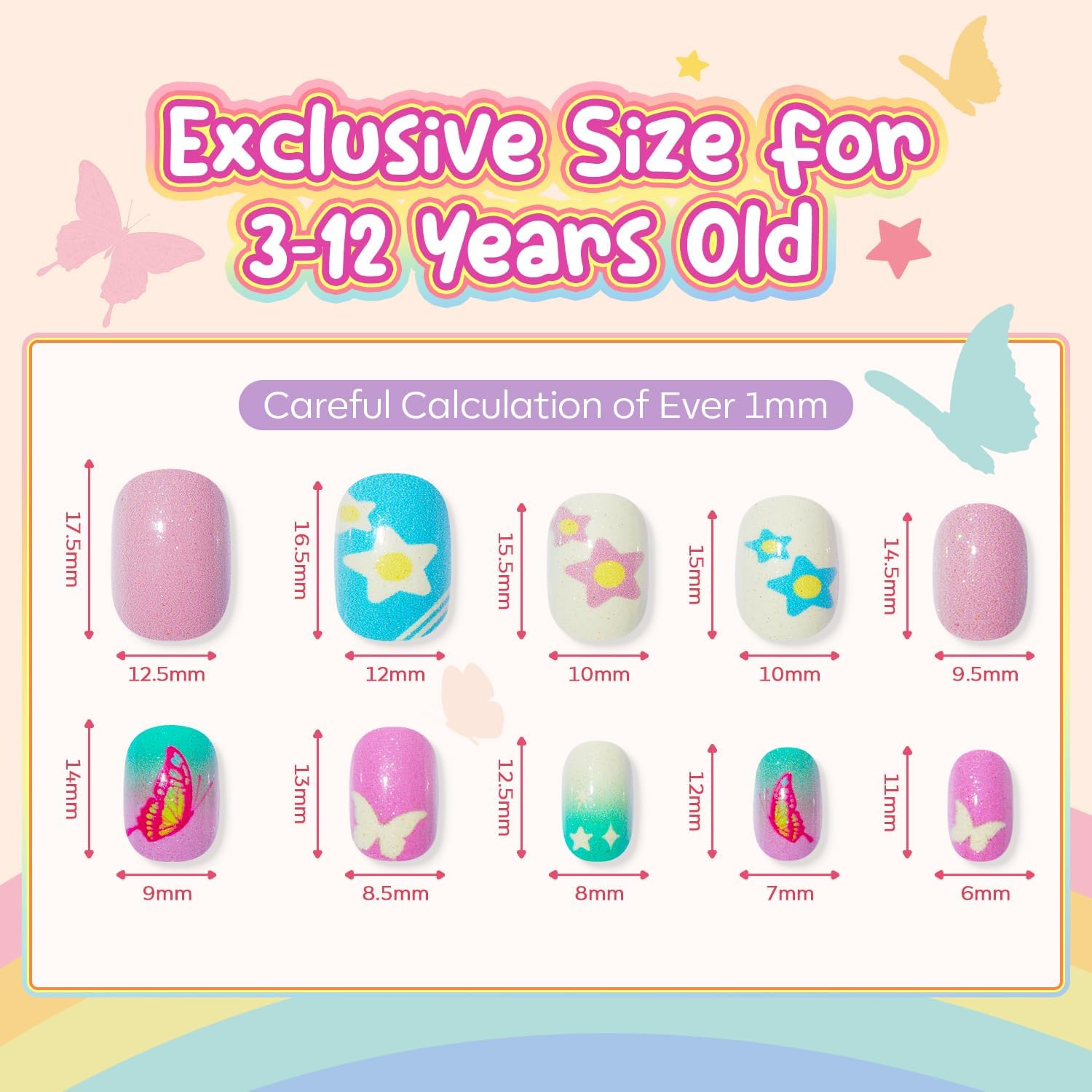 Modelones 144Pcs 6 Pack Press on Nails for Kids Children Acr…