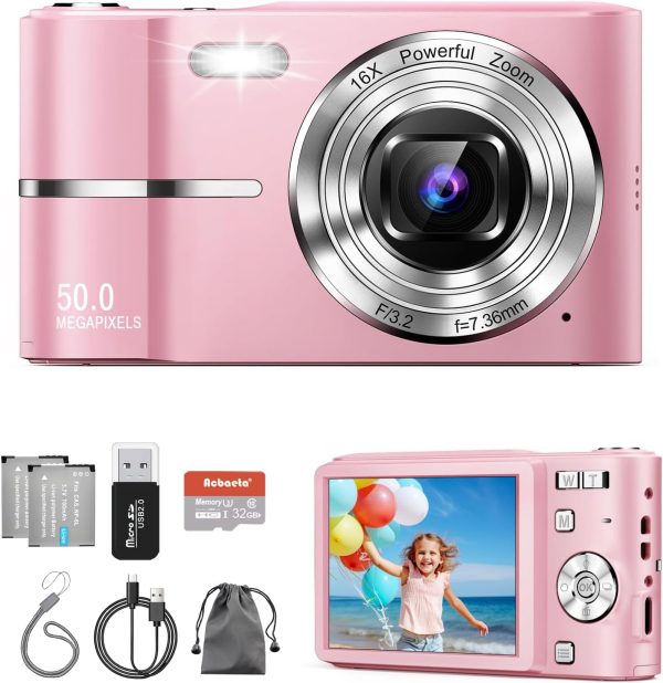 Digital Camera, Autofocus 50MP Vlogging Camera with 32G TF C...