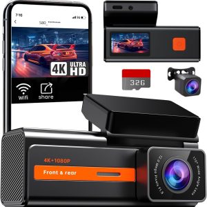 Dash Cam Front and Rear Camera, Veement 4K Dash Cam, Car Das...