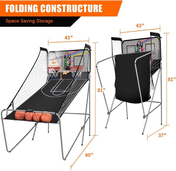 GYMAX Basketball Arcade Game for Home, Foldable Basketball G... - Image 6
