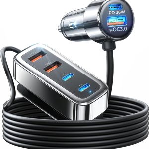 AINOPE 90W USB C Car Charger 6-Port, Super Fast USB Car Char...