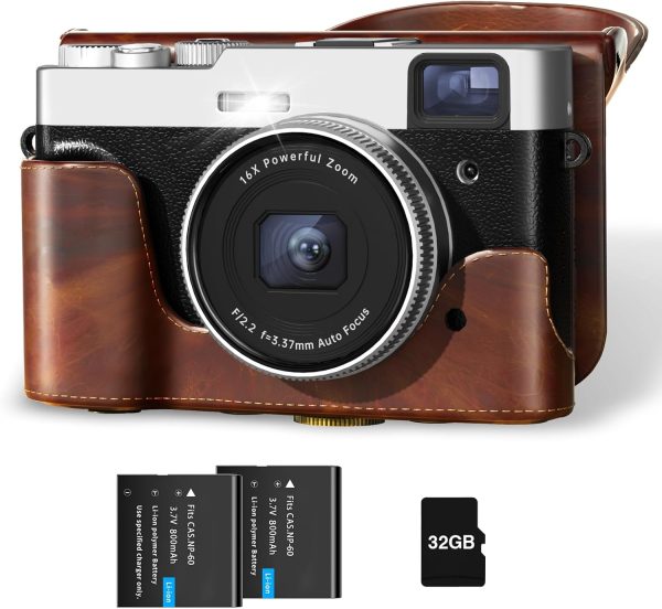 4K Digital Camera with Camera Case, 48MP YouTube Vlogging Ca...